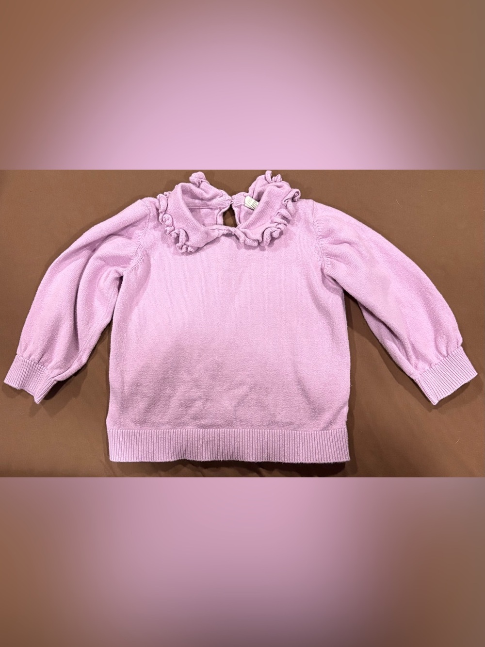 H&M Baby Girls Light Purple Ruffle Collar Knit Sweater - Size 18M